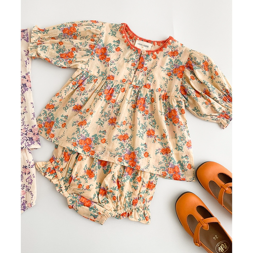 8Z Little法国Louis louise SS26女宝宝短袖上衣花苞裤套装6m-2y
