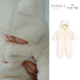 丹麦FANGA 75Z Little FW25新生儿宝宝连帽毛绒连体衣外出服