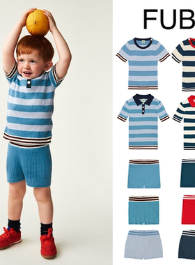 Little现货 丹麦FUB SS26春夏儿童中性罗纹有机棉上衣短袖短裤