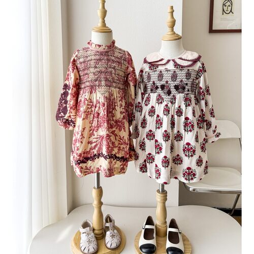 5Z Little家现货 法国bachaa FW25秋冬女宝长袖印花刺绣连衣裙