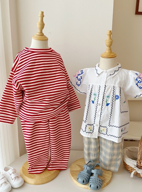 65Z Little家现货 丹麦Fliink SS25女宝宝有机棉刺绣上衣短裤长裤