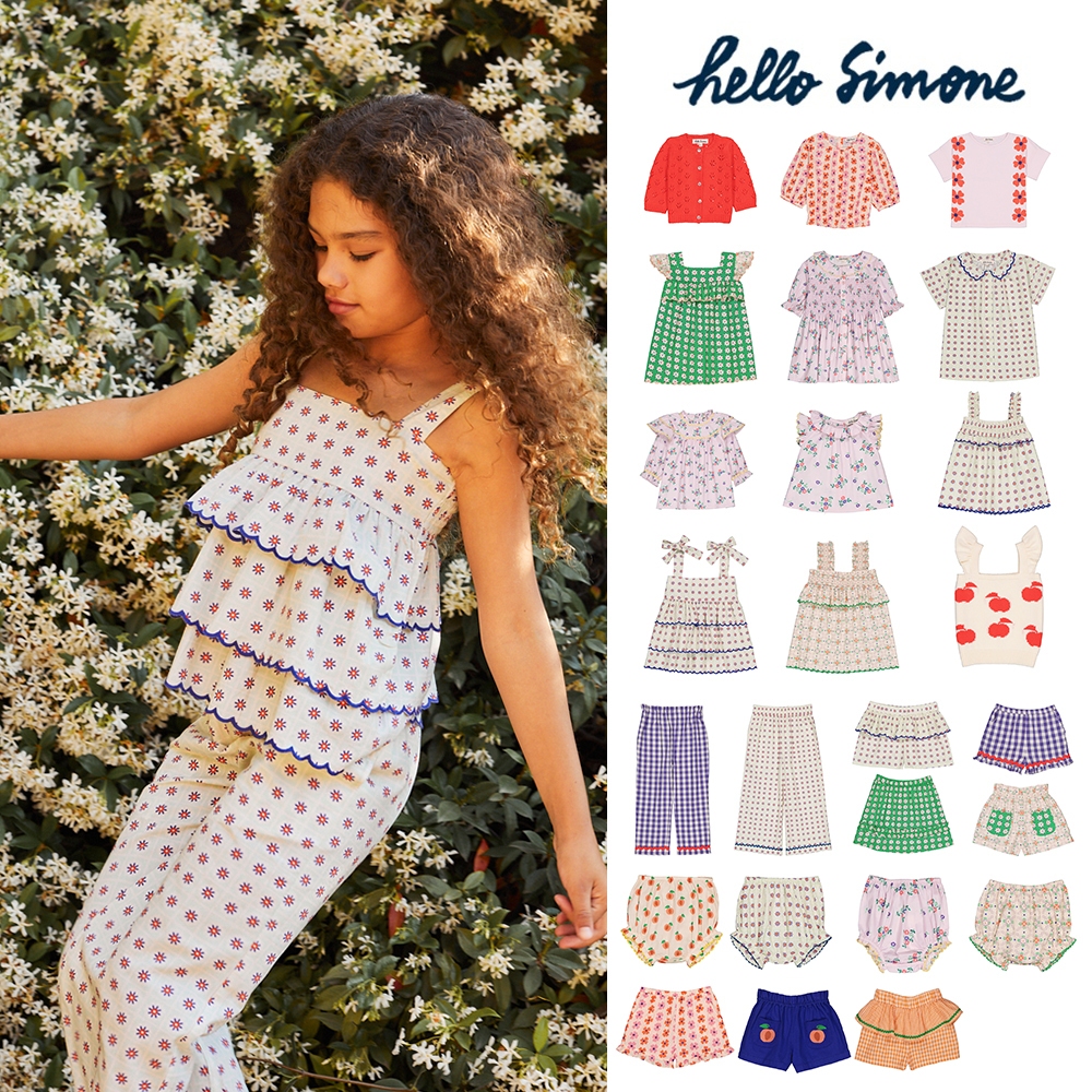 54 Little家 hello simone SS24春夏女宝纯棉印花短袖短裤花苞裤