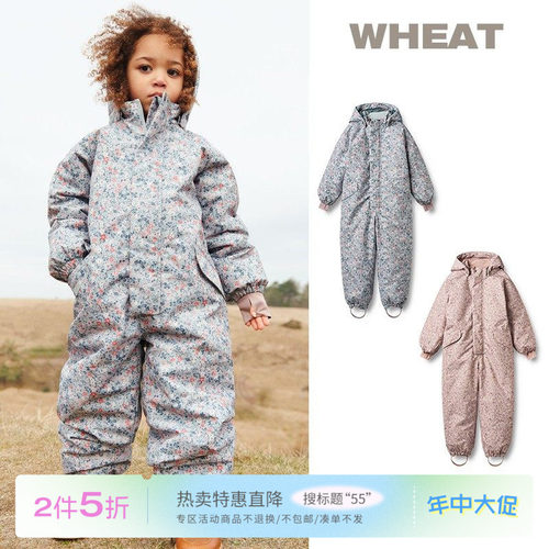 55 Little现货丹麦WHEAT FW25儿童防水防风滑雪服连体服