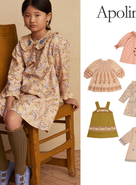 6Z Little现货英国APOLINA FW25女宝复古刺绣上衣连衣裙背带裙