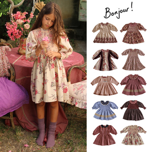 Little现货 法国bonjour FW26秋冬女童法式长袖印花连衣裙公主裙