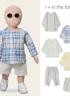 Little现货西班牙1+in the family SS26亚麻长袖圆领衬衫上衣裤子