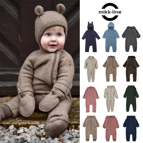 85Z Little现货mikk line FW25秋冬宝宝美利奴羊毛连帽连体服外出