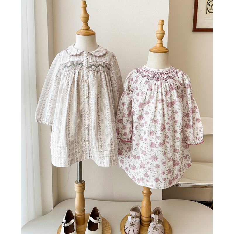 9Z Little现货 法国 Marie puce FW25秋冬女宝碎花长袖连衣裙