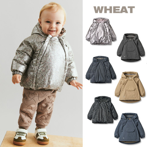 7Z Little现货 丹麦WHEAT  FW25秋冬男女宝宝加绒棉服夹克冲锋衣