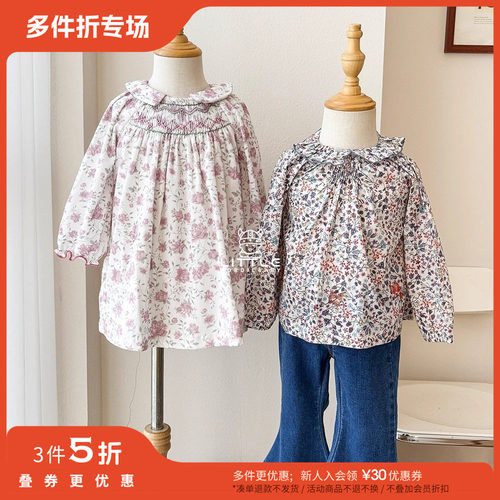 3件5折 Little现货 法国 Marie puce FW25秋冬女宝碎花长袖连衣裙