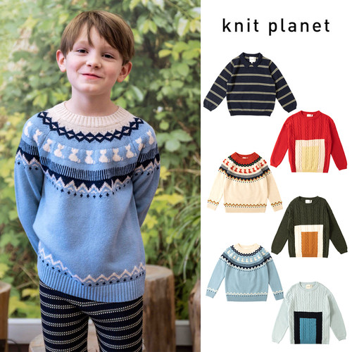 Little现货 英国 knit planet FW26 秋冬儿童撞色拼接针织羊毛衣