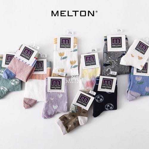印花短袜melton柔软透气