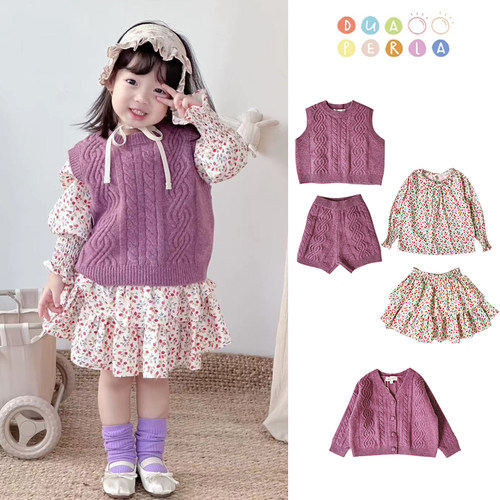 Little Dua perla FW25新款秋冬针织套装背心衬衫短裤