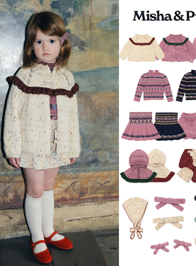 Little现货 Misha Puff FW25秋冬男女宝羊毛毛衣开衫半裙发夹