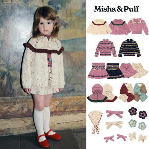 6Z Little现货 Misha Puff FW25秋冬男女宝羊毛毛衣开衫半裙发夹