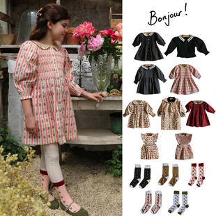 法国bonjour FW25女宝复古印花连衣裙袜子风衣外套 Little现货