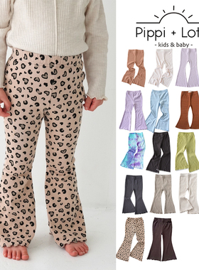 Little现货日本pippi lotta SS25春夏儿童薄款豹纹镂空喇叭裤