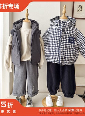 3件5折 Little现货英国Wynken FW25秋冬儿童千鸟格羽绒服连帽马甲