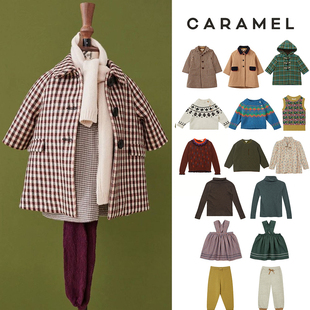 子 4Z不退不换英国Caramel FW22秋冬儿童格子羊毛大衣毛衣连衣裙裤