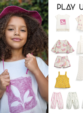 65Z Little现货play up SS25春夏儿童女宝宝短袖背心上衣裤子