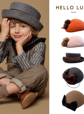 7Z Little现货 意大利hello lupo FW25秋冬儿童羊毛贝雷帽小礼帽