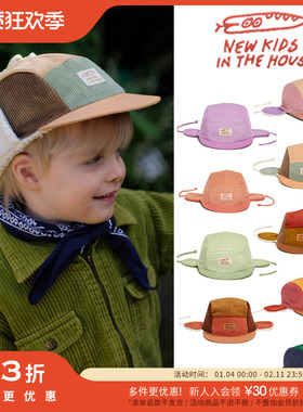 5件3折Little newkidsinthehouse FW22 儿童宝宝护耳灯芯绒棒球帽