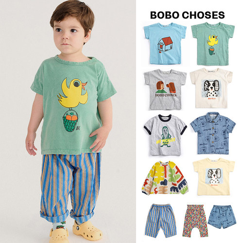 6Z现货Little西班牙bobo choses ss26宝宝印花短袖衬衫上衣防蚊裤