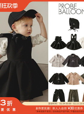 5件3折 Little probe balloon FW23女宝衬衫背带裙裤夹克外套儿童