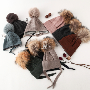 5件3折Little丹麦mp FW22秋冬儿童保暖羊毛针织可拆卸毛球帽 kids