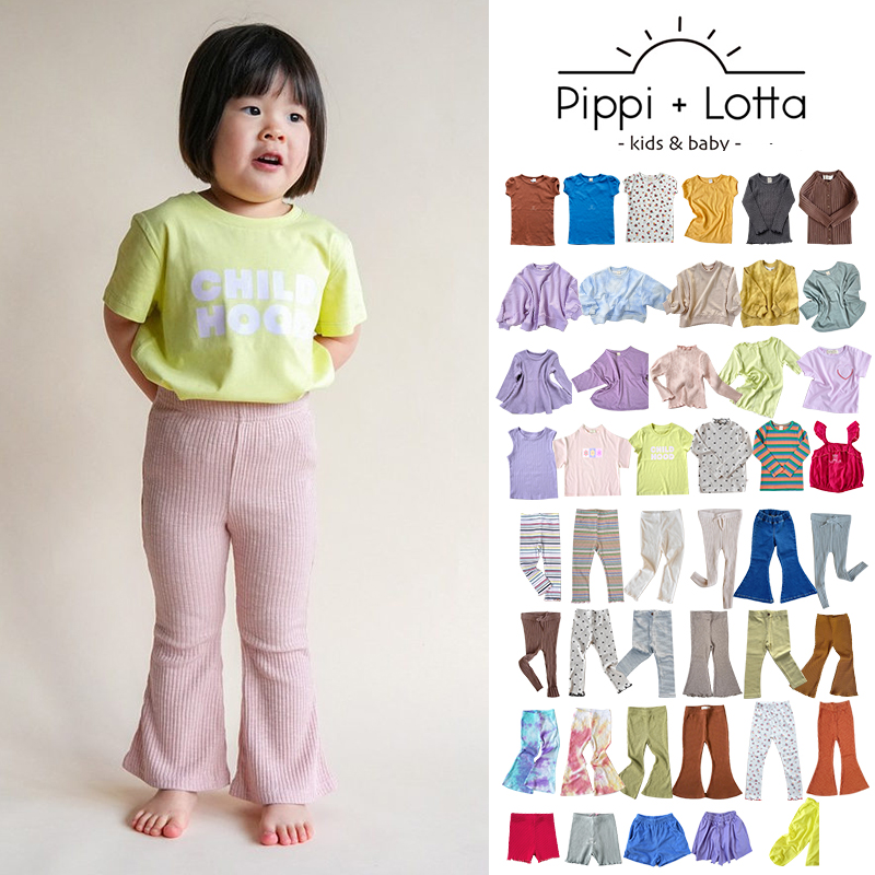 Little家现货日本pippi lotta儿童舒适百搭短袖T恤背心喇叭裤短裤