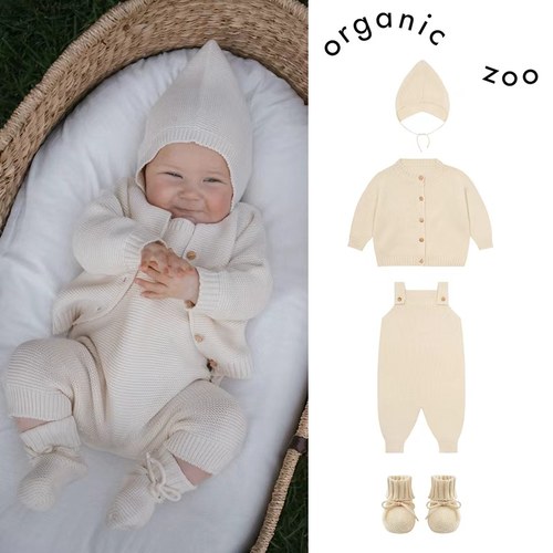 85Z Little英国organic zoo FW25新生儿宝宝开衫背带裤帽子袜套
