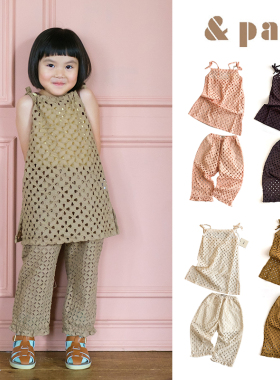 Little家现货 日本And Pal SS26女宝镂空吊带连衣裙镂空裤子