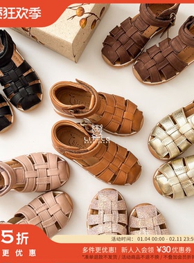 3件5折 Little现货丹麦Bisgaard FW25儿童透气包头魔术贴学步凉鞋