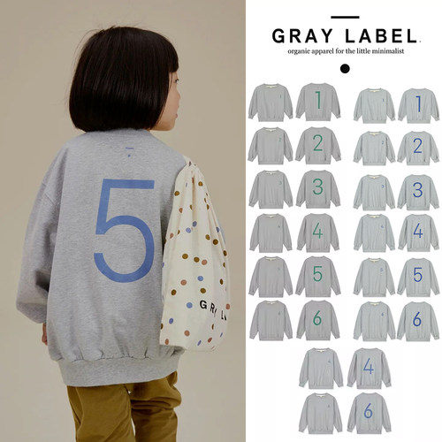 6Z Little现货荷兰gray label FW24儿童限量个性生日数字卫衣