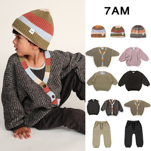 54 Little家现货 7AM FW24秋冬男女宝针织开衫毛衣马甲裤子帽子