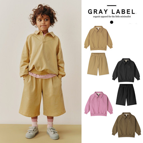 Little现货 荷兰gray label FW26秋冬儿童polo领卫衣短裤有机棉