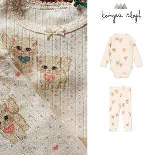 Little现货 包屁衣打底裤 丹麦Konges FW25女宝猫咪长袖 Slojd 85Z