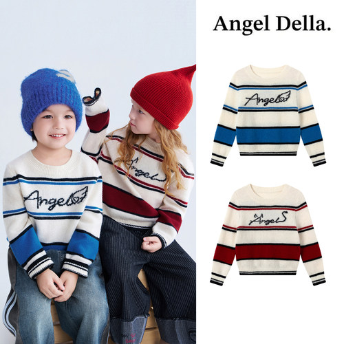 Little现货 日本Angel della FW26秋冬儿童羊毛条纹针织衫毛衣