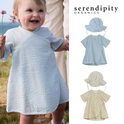 little现货 丹麦 serendipity SS24春夏女宝有机棉连衣裙遮阳帽