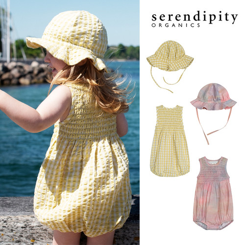 Little现货丹麦serendipity SS26春夏幼童宝宝包屁衣遮阳帽有机棉