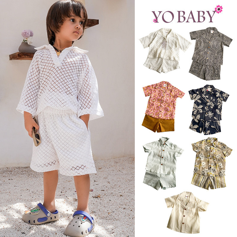 8Z Little现货印度YOBABYONLINE SS26男宝衬衫短裤上衣长裤套装