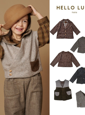 7Z Little现货意大利 hello lupo FW25儿童中性西装外套毛绒马甲