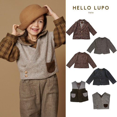 6Z Little现货意大利 hello lupo FW25儿童中性西装外套毛绒马甲