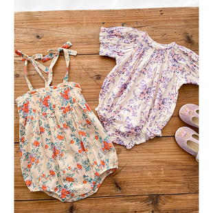 Little现货法国Louis louise SS26春夏女宝宝印花包屁衣纯棉6-24m