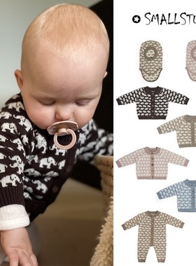 9Z  Little家 丹麦smallstuff FW25秋冬儿童羊毛开衫连体衣防风帽