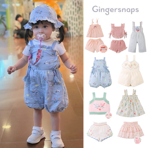 Little现货 菲律宾gingersnaps SS26女宝吊带短裤半裙背带裤6M-3Y