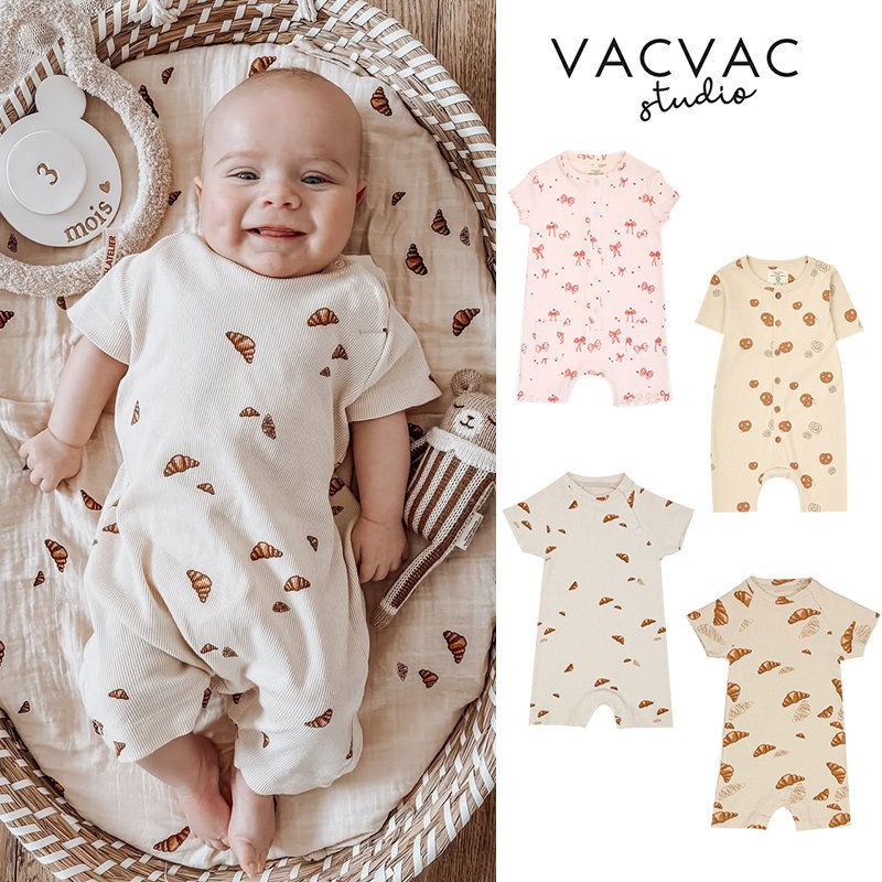 Little家现货 丹麦VACVAC SS26儿童宝宝牛角包有机棉短袖连体衣