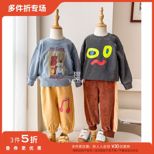 3件5折 Little现货 jellymallow FW25秋冬儿童中性印花卫衣卫裤