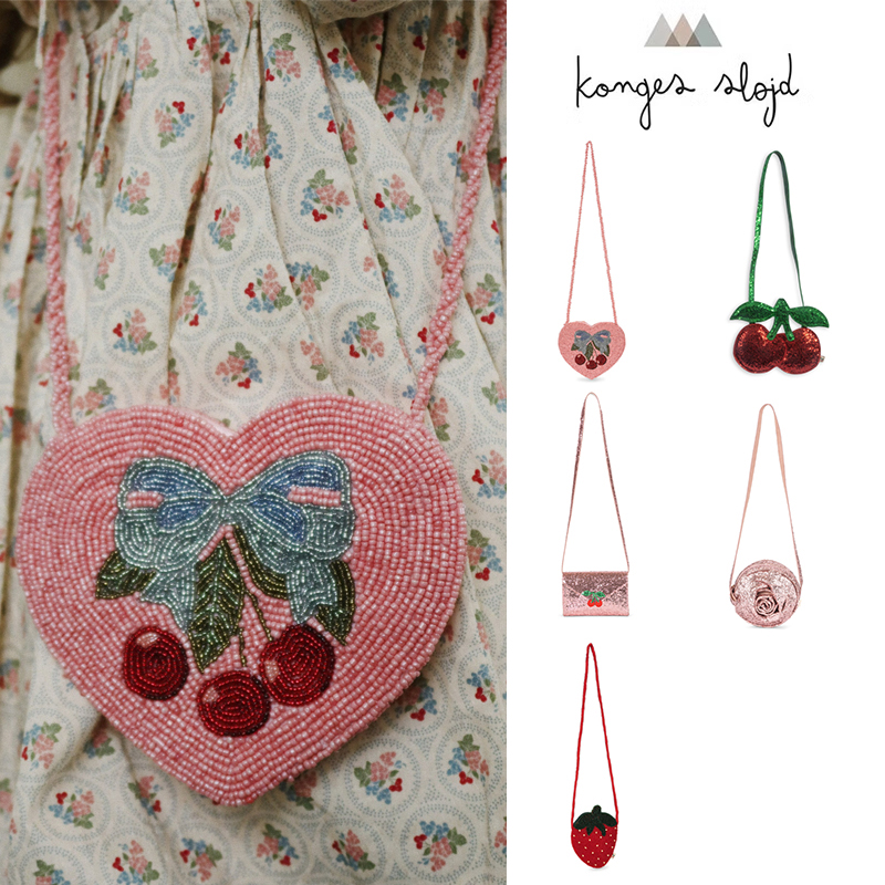 Little 丹麦Konges Slojd FW25秋冬女宝亮片樱桃斜挎单肩包