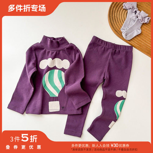 3件5折 Little现货jellymallow儿童FW25高领上衣打底裤套装家居服